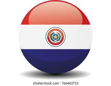 Paraguay national circle button flag background texture. Vector illustration.