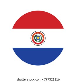 Paraguay national circle button flag background texture. Vector illustration, National Flag of Paraguay | Button Style.