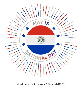 Paraguay national day badge. Independence from Spain in 1811. Celebrated on May 15.
