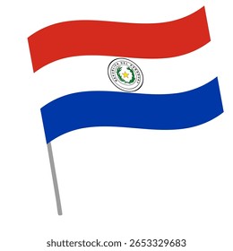 Paraguay national flag flutters with flagpole