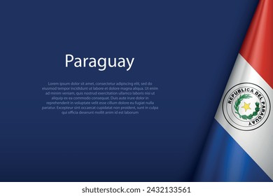 Paraguay national flag isolated on dark background with copyspace