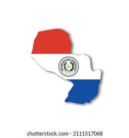 Paraguay national flag in a shape of country map