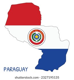 Paraguay National Flag Shaped as Country Map