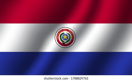 paraguay national wavy flag vector illustration. textile fabric close up mode