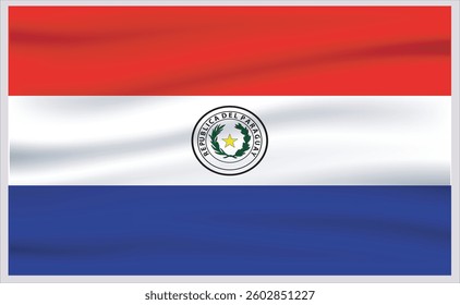 Paraguay official flag vector with standard size and proportion. National flag emblem with accurate size and colors.
