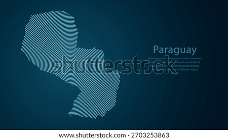 Paraguay outline map filled with concentric circles on dark gradient background