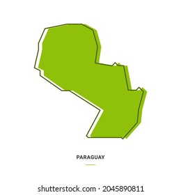 Paraguay Outline Map with Green Colour. Modern Simple Line Cartoon Design - EPS 10 Vector