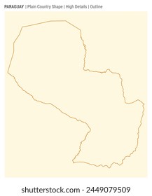 Paraguay plain country map. High Details. Outline style. Shape of Paraguay. Vector illustration.