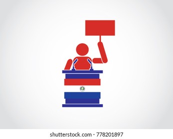 Paraguay Podium Protest Speech