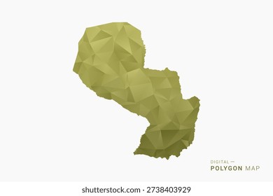 Paraguay polygon map vector illustration in low poly geometric style, soft pastel colors with Olive green, clean silhouette on solid background, ideal for infographic.