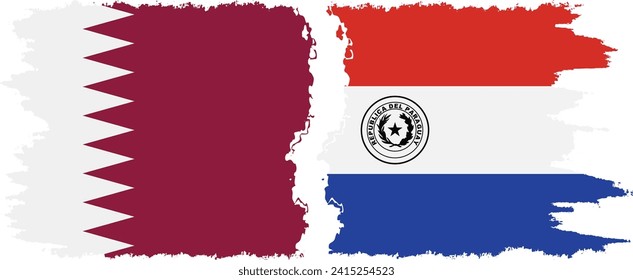 Paraguay and Qatar grunge flags connection, vector