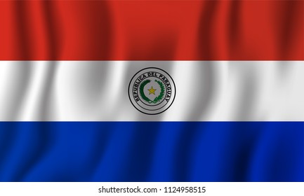 Paraguay realistic waving flag vector illustration. National country background symbol. Independence day.