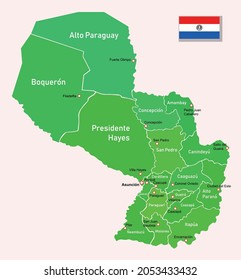 Paraguay regions map. Vector illustration