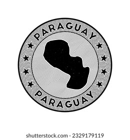 Paraguay round badge vector. Country round stamp with shape of Paraguay, isolines and circular country name. Appealing emblem. Vibrant vector illustration.