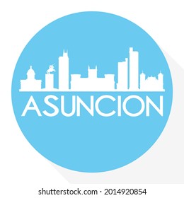 Asunción, Paraguay Round Button City Skyline Design. Silhouette Stamp Vector Travel Tourism.