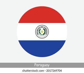 Paraguay Round Circle Flag. Paraguayan Circular Button Banner Icon. EPS Vector