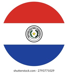 Paraguay Round Flag Icon High Quality National Flag Isolated on Transparent Background