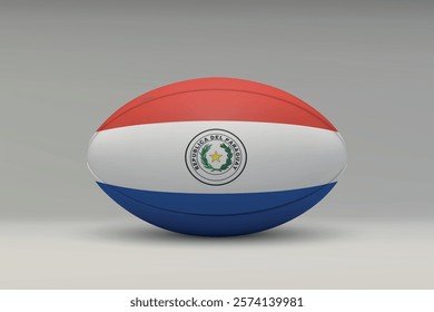 Paraguay rugby ball featuring the national flag design on a gray background