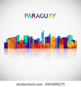 Paraguay skyline silhouette in colorful geometric style. Symbol for your design. Vector illustration.