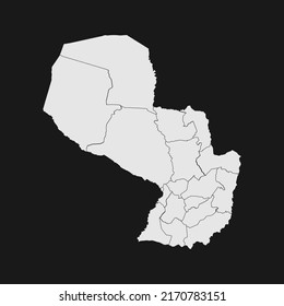 mapa paraguayo blanco suave con detalles negros y fondo