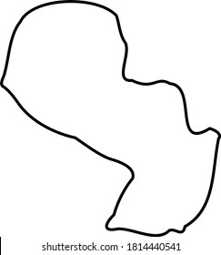 Paraguay - solid black outline border map of country area. Simple flat vector illustration.