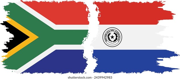 Paraguay and South Africa grunge flags connection, vector