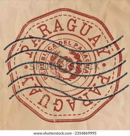 Paraguay Stamp Travel Passport. Design Retro Symbol Country. Old Vintage Postmark.