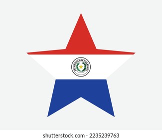 Paraguay Star Flag. Paraguayan Star Shape Flag. Republic of Paraguay Country National Banner Icon Symbol Vector Flat Artwork Graphic Illustration
