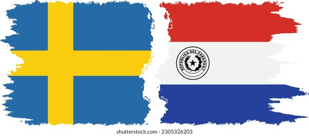 Paraguay and Sweden grunge flags connection, vector