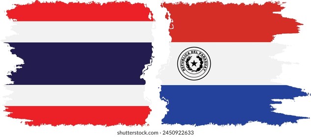Paraguay and Thailand grunge flags connection, vector