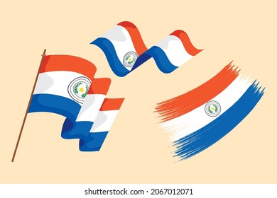 Paraguay three flags country icons