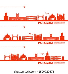 Paraguay travel destination grand vector illustration.