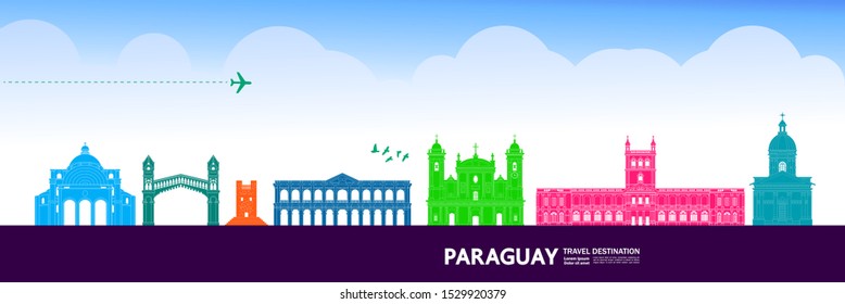 Paraguay travel destination grand vector illustration.