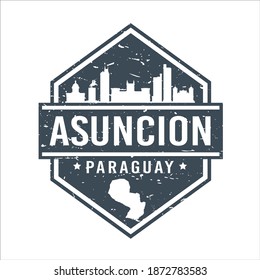 Asunción, Paraguay Travel Stamp Icon. Skyline City Design Tourism Diamond. Vector Illustration Grunge Clip art Badge.