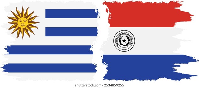 Conexión de banderas grunge de Paraguay y Uruguay, Vector