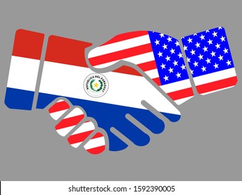 Paraguay and USA flags Handshake vector