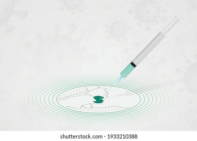 Paraguay vaccination concept, vaccine injection in map of Paraguay. Vaccine and vaccination against coronavirus, COVID-19. Vector template about Healthcare.