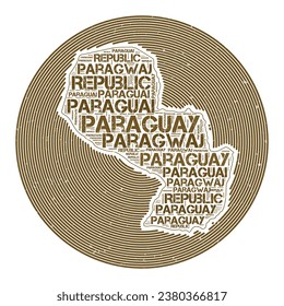 Paraguay Vector Image. Country round logo design. Paraguay poster in circular arcs and word cloud style. Radiant vector illustration.