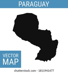 Paraguay vector map with country name, black on white background.