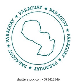 Paraguay vector map. Retro vintage insignia with Paraguay map. Distressed visa stamp with Paraguay text wrapped around a circle and stars. Country map vector illustration.