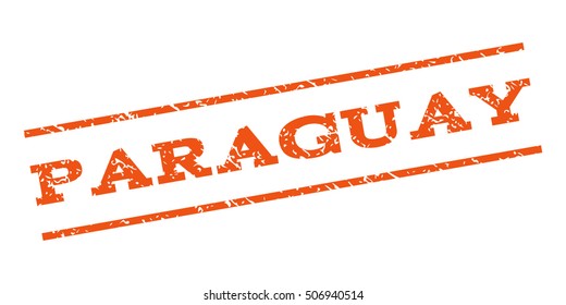 Paraguay watermark stamp. Text caption between parallel lines with grunge design style. Rubber seal stamp with dust texture. Vector orange color ink imprint on a white background.