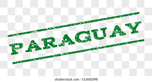Paraguay watermark stamp. Text caption between parallel lines with grunge design style. Rubber seal stamp with dust texture. Vector green color ink imprint on a chess transparent background.
