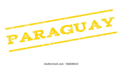 Paraguay watermark stamp. Text tag between parallel lines with grunge design style. Rubber seal stamp with dust texture. Vector yellow color ink imprint on a white background.