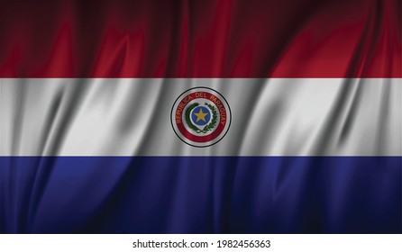 Paraguay wave flag, flat layout, vector illustration