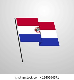 Paraguay waving flag set