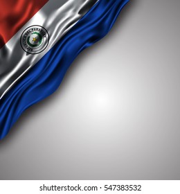 paraguay waving silky flag isolated on gray background, can be used in many topic like national day,paraguay independence day and any national and international events
