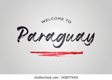 Paraguay Welcome To Word Text with Creative Handwritten Font Design Vector Illustration. - Vector