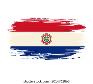 Paraguayan flag brush grunge background. Vector illustration.