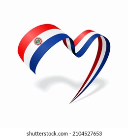 Paraguayan flag heart shaped ribbon. Vector illustration.