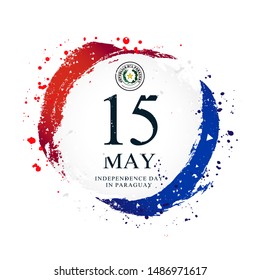 Paraguayan flag in the shape of a circle. May 15 - Paraguay Independence Day. Vector illustration on a white background. Brush strokes are drawn by hand.